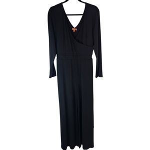 ModCloth Black Long Sleeve Wrap-Style Wide Leg Jumpsuit – XL